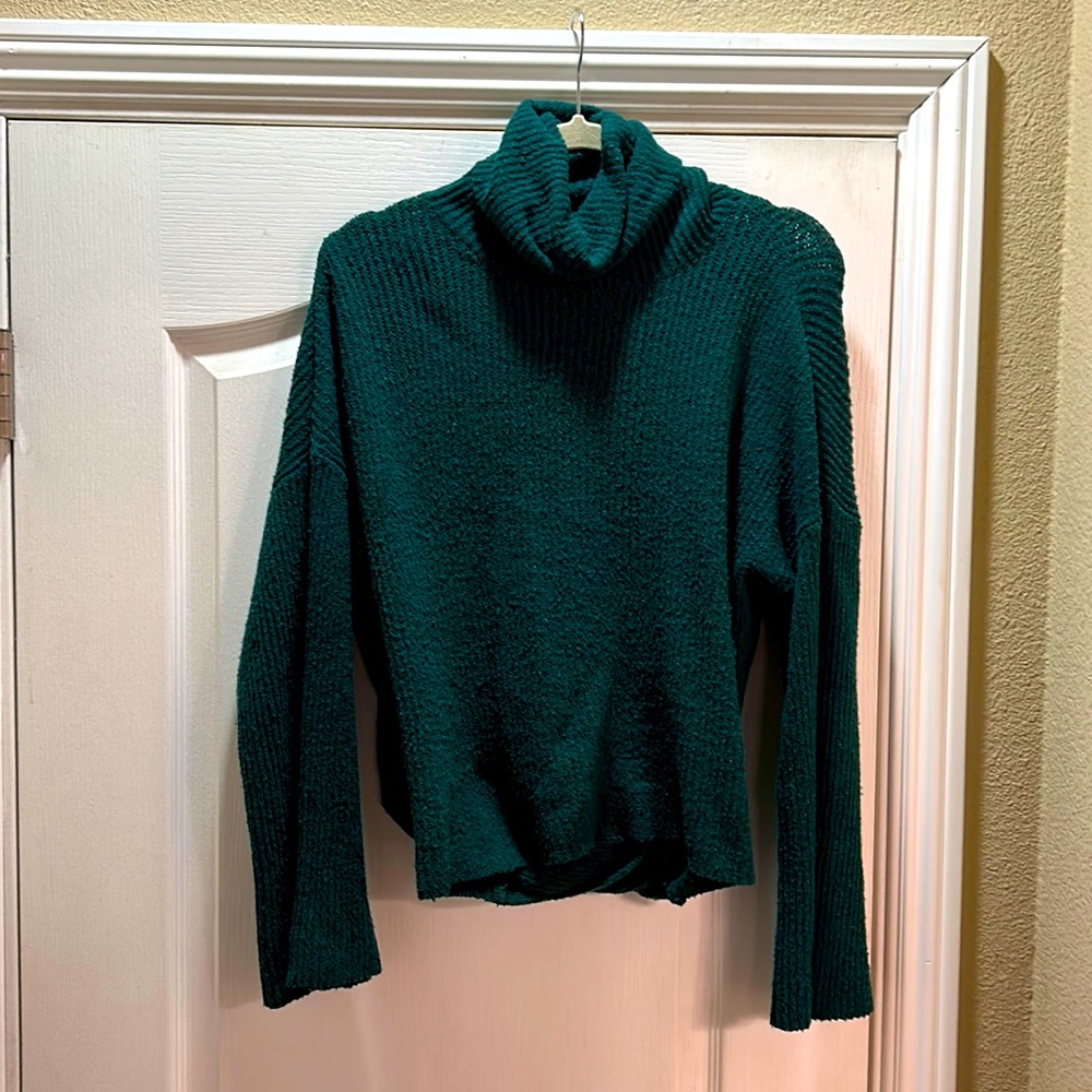 Open back cowl neck sweater